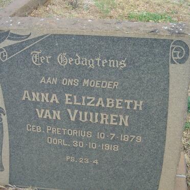 VUUREN Anna Elizabeth, van nee PRETORIUS 1879-1918