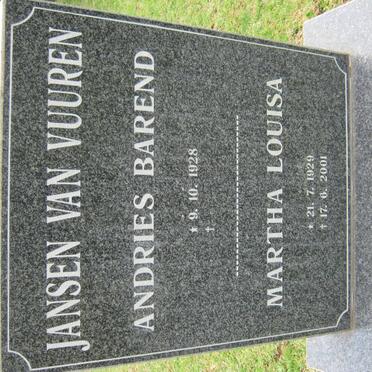 VUUREN Andries Barend, Jansen van 1928- &amp; Martha Louisa 1929-2001