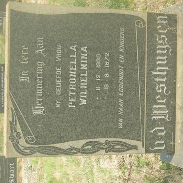 WESTHUIZEN Petronella Wilhelmina, v.d. 1930-1972