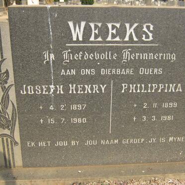 WEEKS Joseph Henry 1897-1980 &amp; Philippina 1899-1981