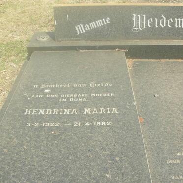 WEIDEMAN Hendrk J.S. 1916-1973 &amp; Hendrina Maria 1922-1982