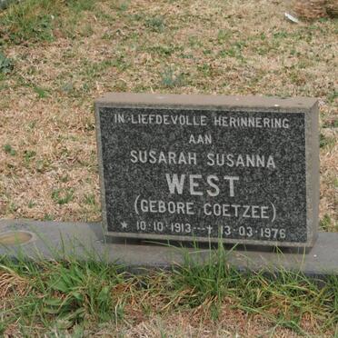 WEST Susarah Susanna nee COETZEE 1913-1976
