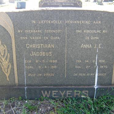WEYERS Christiaan Jacobus 1890-1961 &amp; Anna J.E. 1891-1975