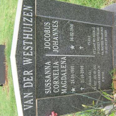WESTHUIZEN Jocobus Johannes, van der 1946- &amp; Sussanna Cornelia Magdalena 1940-2009