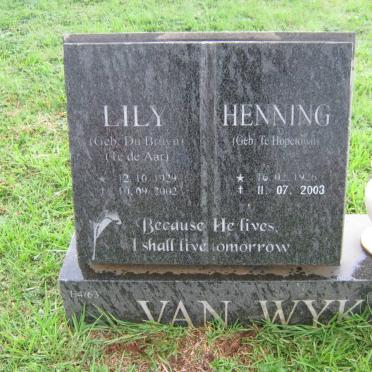 WYK Henning, van 1926-2003 &amp; Lily DU BRUYN 1929-2002