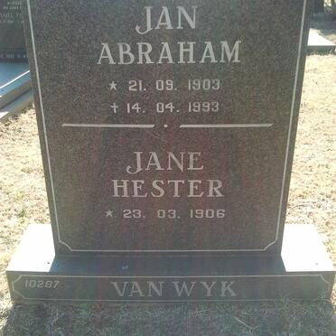 WYK Jan Abraham, van 1903-1993 &amp; Jane Hester 1906-