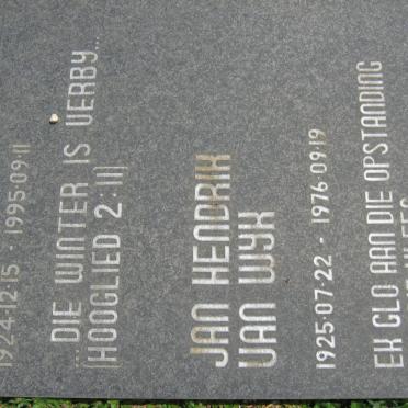 WYK Jan Hendrik, van 1925-1976 &amp; Alida Weraria BRUWER 1924-1995