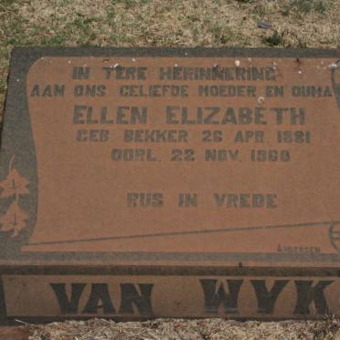 WYK Ellen Elizabeth, van nee BEKKER 1881-1960