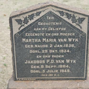 WYK Jakobus P.D., van 1864-1949 &amp; Martha Maria NAUDE 1858-1934
