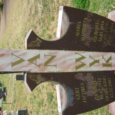 WYK Gert Jacobus, van 1912-2001 &amp; Maria Magrieta 1916-2004
