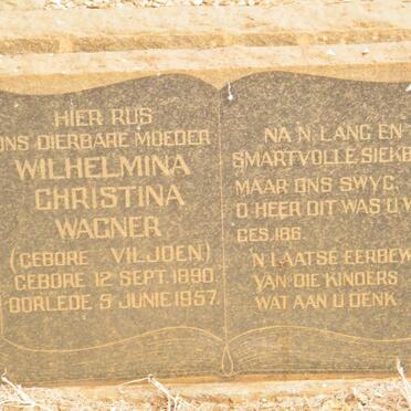 WAGNER Wilhelmina Christina nee VILJOEN 1890-1957