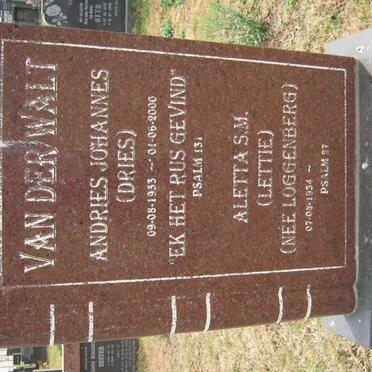 WALT Andries Johannes, van der 1933-2000 &amp; Aletta S.M. LOGGENBERG 1934-