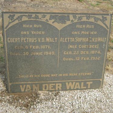 WALT Coert Petrus, van der 1871-1949 &amp; Aletta Sophia C. COETZEE 1874-1952