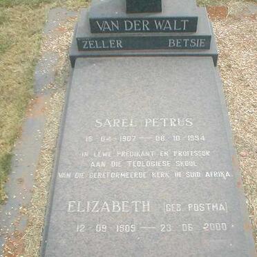 WALT Sarel Petrus, van der 1907-1954 &amp; Elizabeth POSTMA 1909-2000
