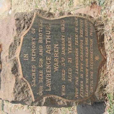 WARREN Lawrence Arthur -1920