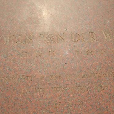 WALT Johan, van der 1968-1988
