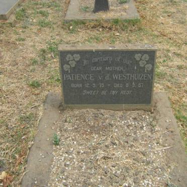 WESTHUIZEN Patience, v.d. 1875-1967