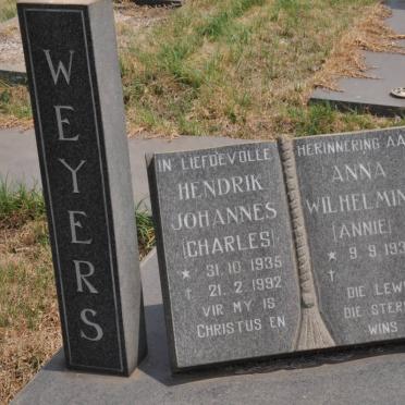 WEYERS Hendrik Johannes 1935-1992 &amp; Anna Wilhelmina 1938-