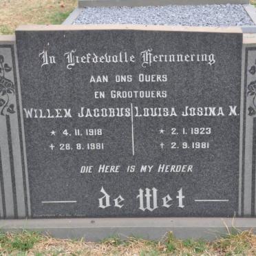 WET Willem Jacobus, de 1918-1981 &amp; Louisa Josina M. 1923-1981
