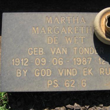WET Martha Margaretha, de nee VAN TONDER 1912-1987