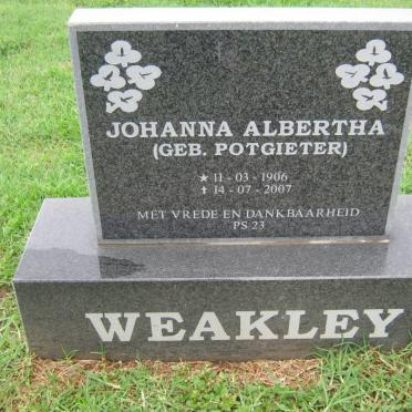 WEAKLEY Johanna Albertha nee POTGIETER 1906-2007