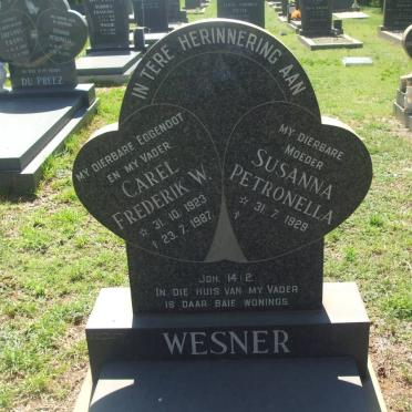 WESNER Carel Frederik W. 1923-1987 &amp; Susanna Petronella 1929-
