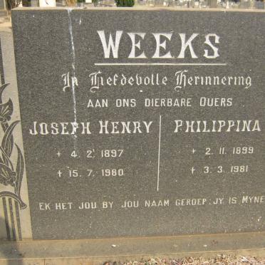 WEEKS Joseph Henry 1897-1980 &amp; Philippina 1899-1981