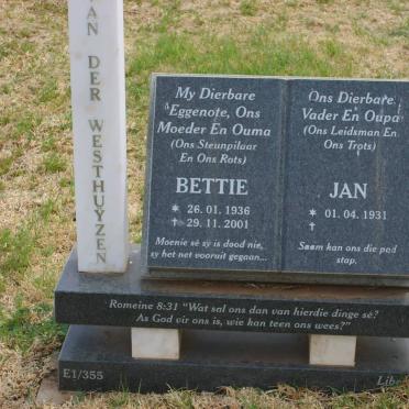 WESTHUYZEN Jan, van der 1931- &amp; Bettie 1936-2001