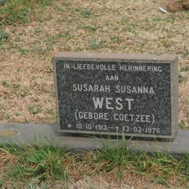 WEST Susarah Susanna nee COETZEE 1913-1976