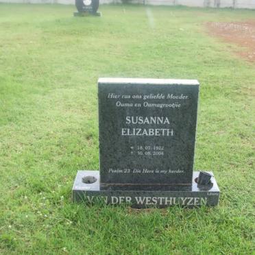 WESTHUIZEN Susanna Elizabeth, van der 1922-2004