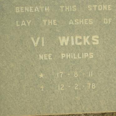 WICKS Vi nee PHILLIPS 1911-1978