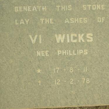 WICKS Vi nee PHILLIPS 1911-1978