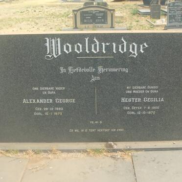 WOOLDRIDGE Alexander George 1892-1973 &amp; Hester Cecilia GEYER 1900-1970