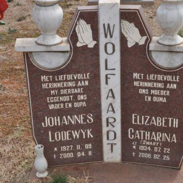 WOLFAARDT Johannes Lodewyk 1927-2000 &amp; Elizabeth Catharina SWART 1934-2008
