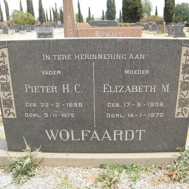 WOLFAARDT Pieter H.C. 1898-1975 &amp; Elizabeth M. 1906-1970