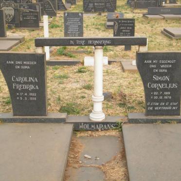 WOLMARANS Simon Cornelius 1919-1975 &amp; Carolina Frederika 1922-1998
