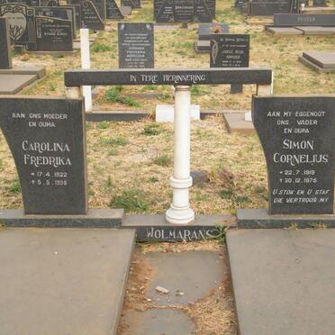 WOLMARANS Simon Cornelius 1919-1975 &amp; Carolina Frederika 1922-1998