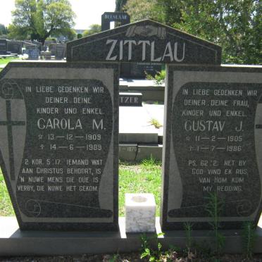 ZITTLAU Gustav J. 1905-1986 &amp; Carola M. 1909-1989