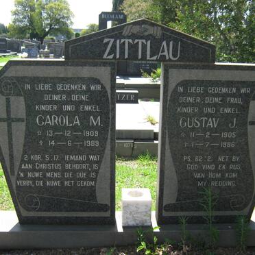 ZITTLAU Gustav J. 1905-1986 &amp; Carola M. 1909-1989