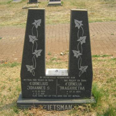 ZIETSMAN Cornelius Johannes S. 1926-1991 &amp; Cornelia Magarietha 1924-