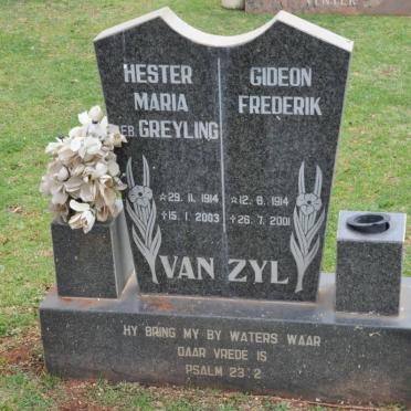 ZYL Gideon Frederik, van 1914-2001 &amp; Hester Maria GREYLING 1914-2003
