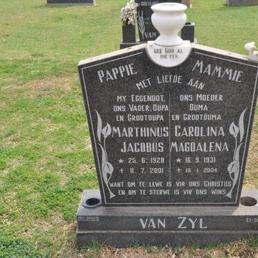 ZYL Marthinus Jacobus, van 1928-2001 &amp; Carolina Magdalena 1931-2004