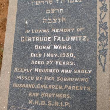 FALOWITZ Gertrude nee WAKS -1958