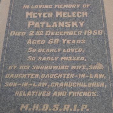 PATLANSKY Meyer Melech -1956