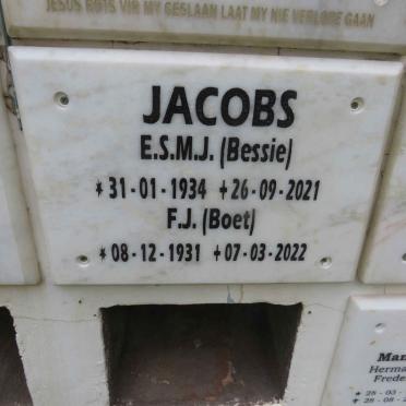 JACOBS F.J. 1931-2022 & E.S.M.J. 1934-2021