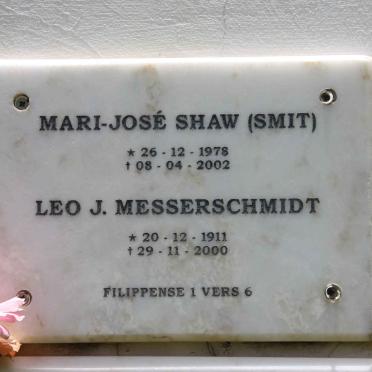 MESSERSCHMIDT Leo J. 1911-2000 :: SHAW Mari-Jose nee SMIT 1978-2002