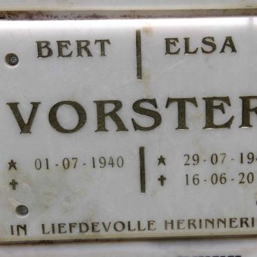 VORSTER Bert 1940- &amp; Elsa 1943-2016