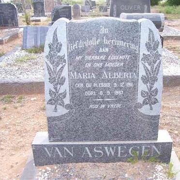 ASWEGEN Maria Alberta, van nee DU PLESSIS 1811-1967