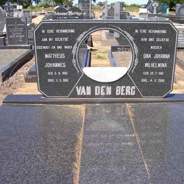 BERG Mattheus Johannes, van den 1905-1985 &amp; Dina Johanna Wilhelmina 19??-1986