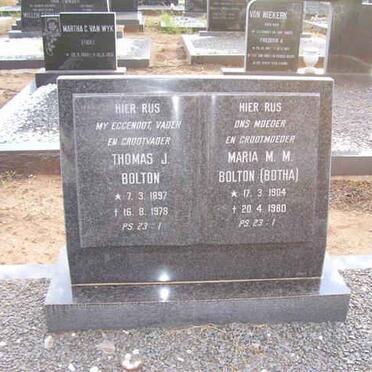 BOLTON Thomas J. 1897-1978 &amp; Maria M.M. BOTHA 1904-1980